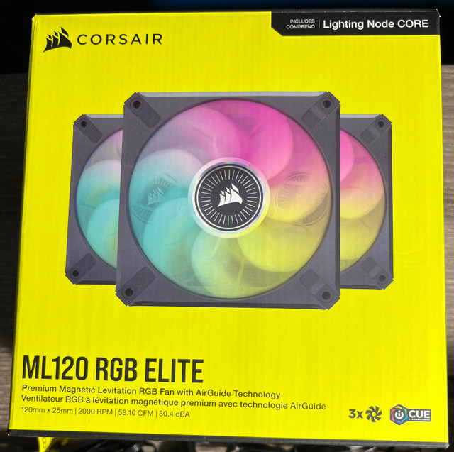 Fan  / ventilateur pour ordinateur corsair ML120 RGB ELITE 120mm dans Composants de système  à Lévis - Image 2