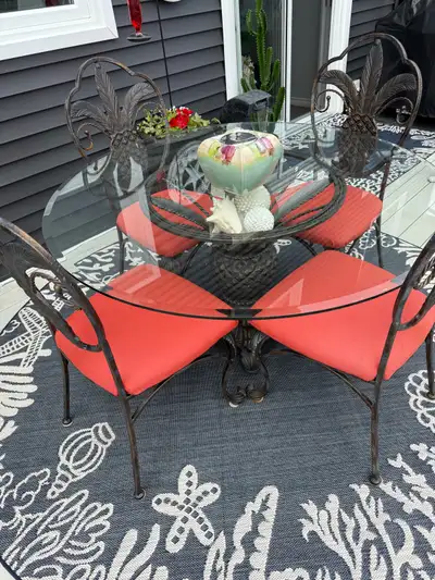 Vintage Glass table and chairs(54inches), View more