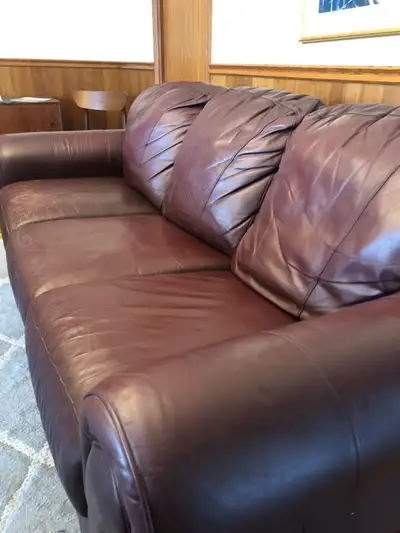 Burgundy Leather sofa, View more