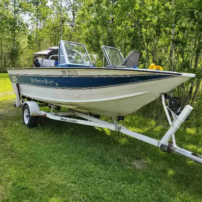 1994 17 foot Sylvan boat with 75 hp motor, 2 stoke, 2 live wells, electric trolling motor, 4 swiffel...