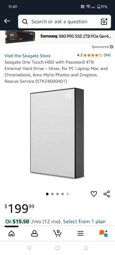 Seagate One Touch 4TB External Hard Drive, View more