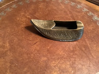 Vintage Embossed Solid Brass Slipper/Shoe Ashtray from Istanbul