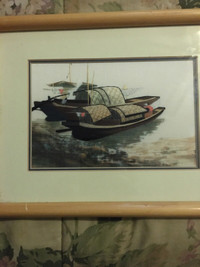 Chinese fishing boat scene  artwork