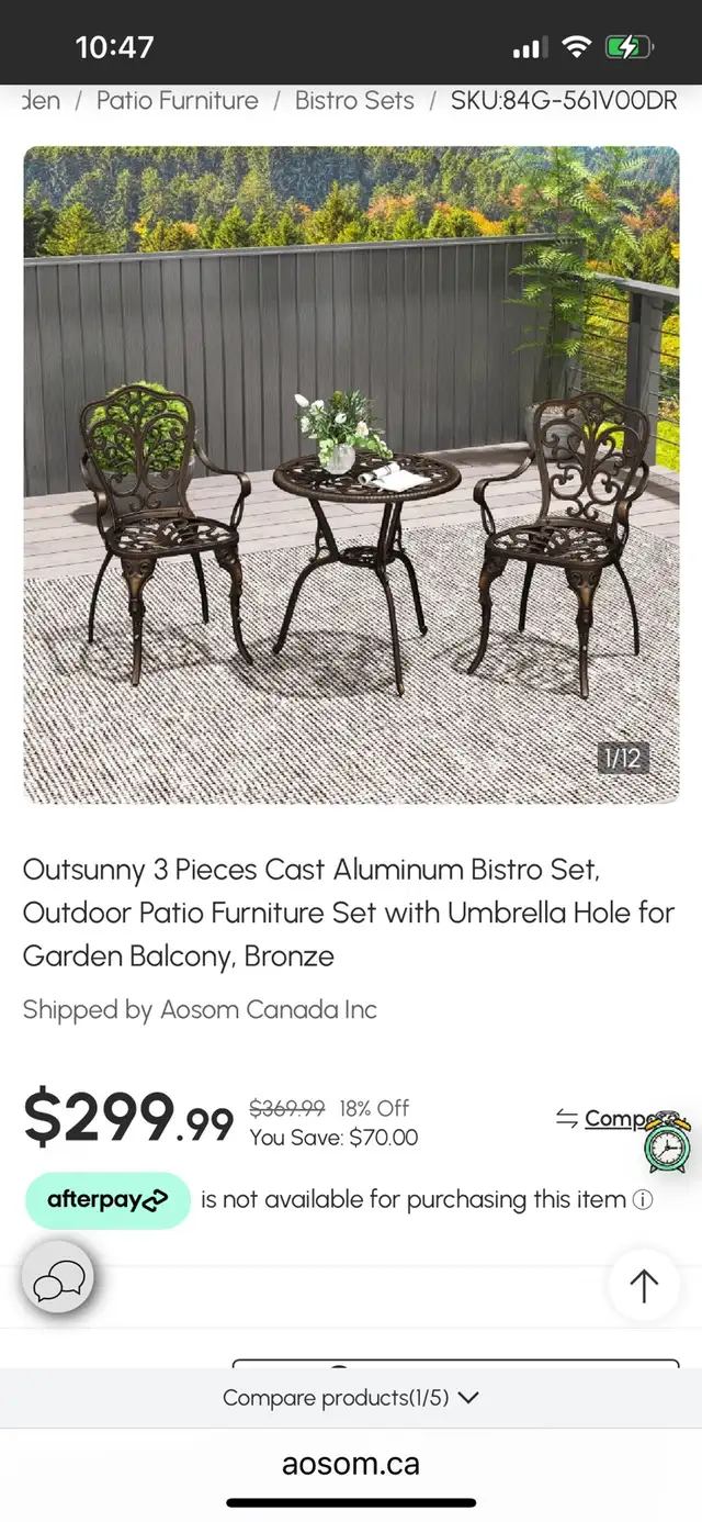 3 Pieces Cast Aluminum Bistro Set, Outdoor Patio Furniture Set w in Patio & Garden Furniture in Markham / York Region - Image 2