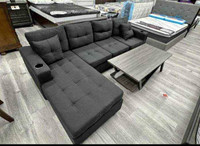 Stylish Sectional Sofa and Ottoman with  Delivery
