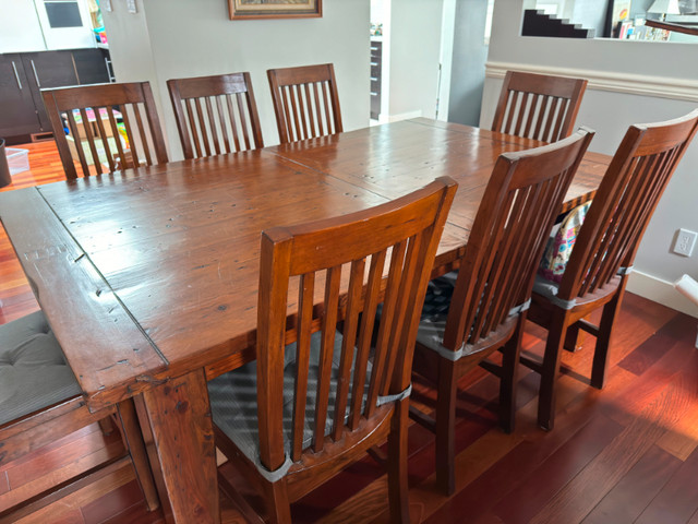 Reclaimed Wood Dining Table and 10 Chairs 96”x44” in Dining Tables & Sets in Richmond
