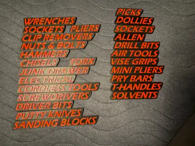 3D Toolbox Drawer Labels (set of 25), View more
