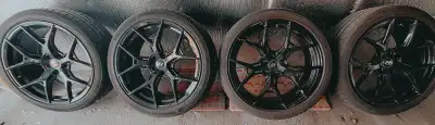 I STILL HAVE THEM: Vossen HF5 T6061 hybrid forged aluminum alloy rims, gloss black; bolt pattern 5x1...