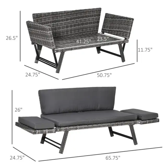 Outsunny Wicker Patio Furniture with Cushion in Patio & Garden Furniture in Markham / York Region - Image 3