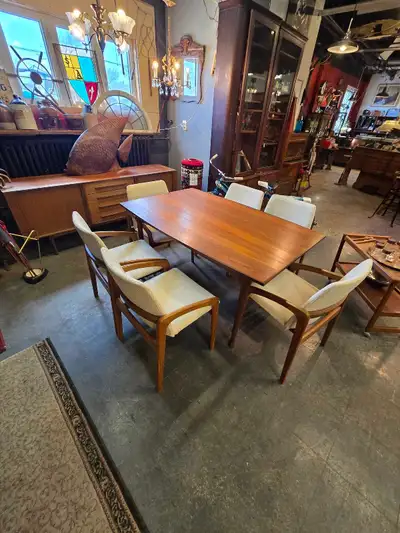 mid-century modern Danish teak dining set, View more