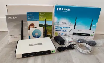 TP-LINK ADSL2+ WIFI MODEM-ROUTER COMBO Model: TD-W8960N V. 3.0 Used in original box with all accesso...