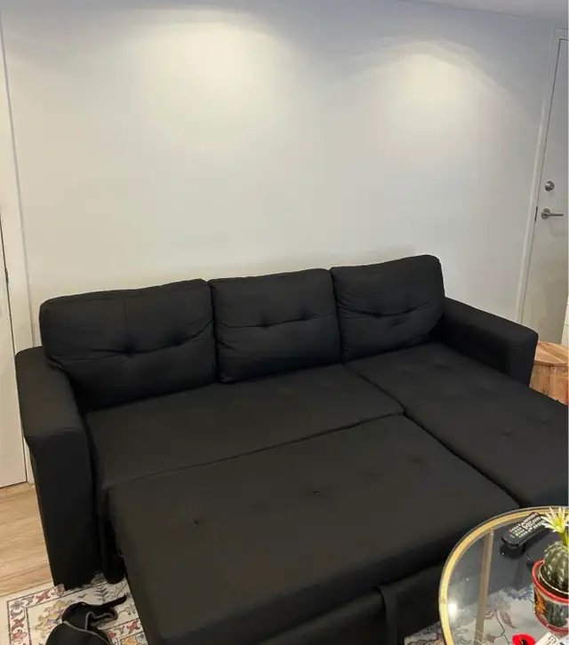 Black Sectional Sofa Bed  Free Delivery 