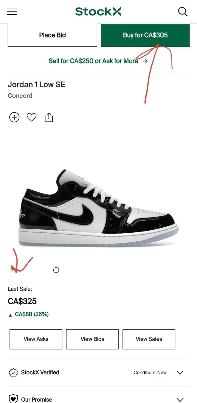 AIR JORDAN 1 LOW SE CONCORD size 11.5 NEW white black in Men's Shoes in Markham / York Region - Image 11