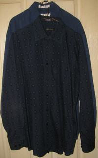 Men's Button Front Long Sleeve Shirt XL (17-17.5) 2 Diff Brands