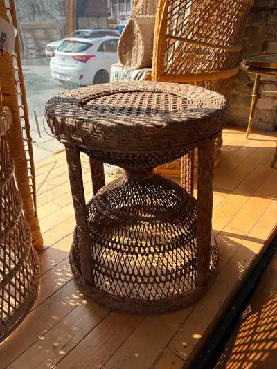 Vtg. Peacock Chair Side Table, View more