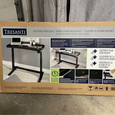 Adjustable Height Desk sit & stand with Wireless Charging Black, View more