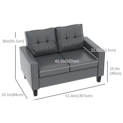 51 " PU Leather Loveseat, Double Sofa with Armrest, Tufted Backr, View more