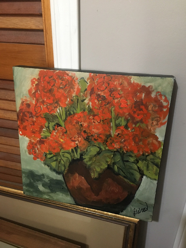 Original oil painting red flowers in Arts & Collectibles in Ottawa - Image 4