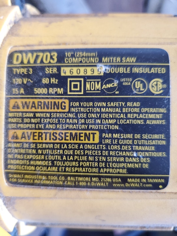 dewalt dw703 10" compound miter saw Power Tools Regina Kijiji