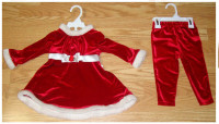 Red Velvet Santa Dress and Pants Size 18 Month Infant - $20
