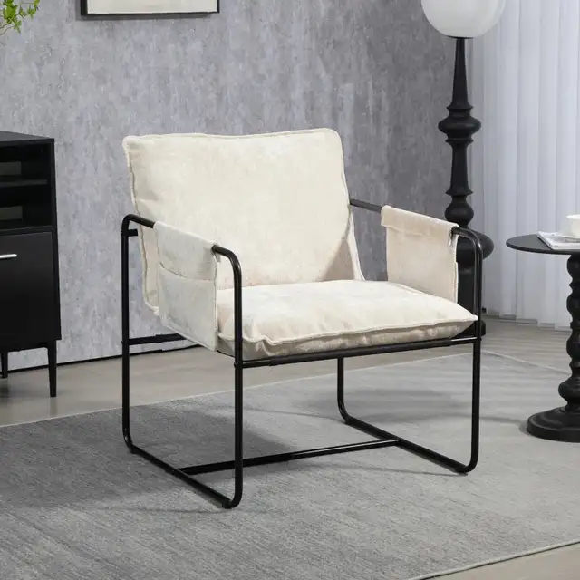 Modern Accent Chair, Upholstered Armchair with Side Pockets and  in Chairs & Recliners in Markham / York Region - Image 3