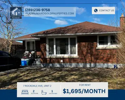 APARTMENT FOR RENT!! You don't pay water, gas, or hydro! This spacious lower unit offers 2 large bed...