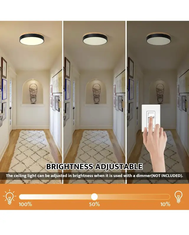 Yiisem Dimmable Wood LED Flush Mount Ceiling Light in Indoor Lighting & Fans in City of Toronto - Image 4