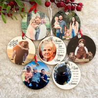 Wood or Ceramic Photo and Memorial Christmas Ornaments