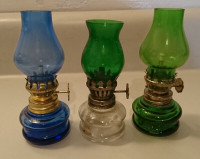 Vintage Miniature  Glass Oil Lamps