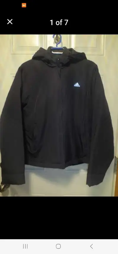 Closet Clean Out!! Navy Blue Adidas Ladies Coat (with Hood) $50 Has a Fleece Zip Out Liner Size Larg...