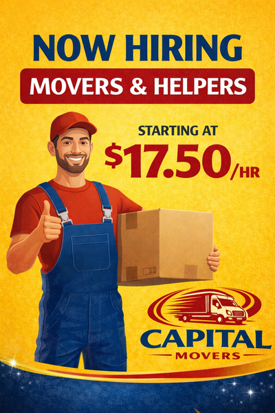 NOW HIRING – MOVERS & HELPERS ($17.50/hr), View more