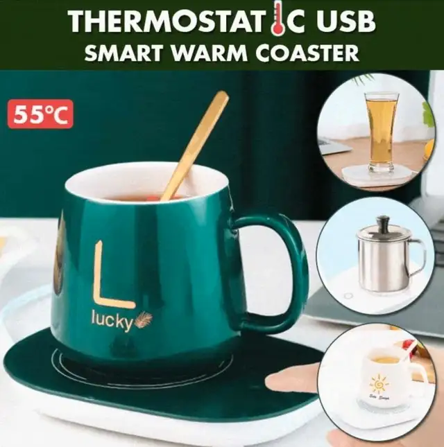 Green Coffee Mug with Warming Plate62865711560706123