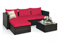5 Pieces Patio Set with Cushions & Coffee Table