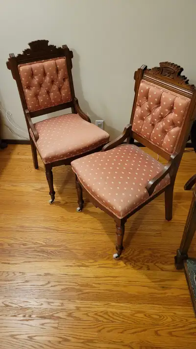 2 Antique Wooden Chairs, View more