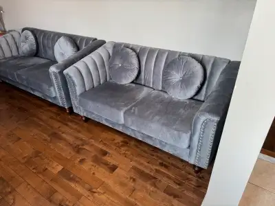 Brand new Grey Valvet sofa set, View more