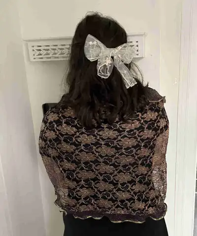 Black and Gold Lace Shawl , View more