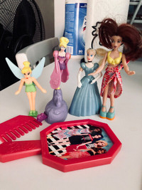 Lot of 5 Vintage 90' Girls McDo Toys, includ. Barbie, Tinkerbell