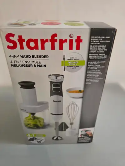 Je vends mon blender 4-en-1 Starfrit, neuf. Si vous avez besoin de plus de photos, n'hésitez pas à m...
