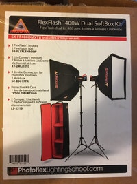 Flexflash 400W Dual Softbox Photography Lighting Kit 