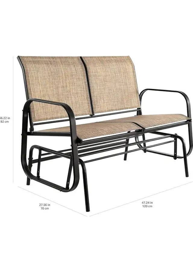 Outdoor Patio Sling Glider Chair, 27.56"D x 47.24"W x 36”H in Patio & Garden Furniture in Markham / York Region - Image 6