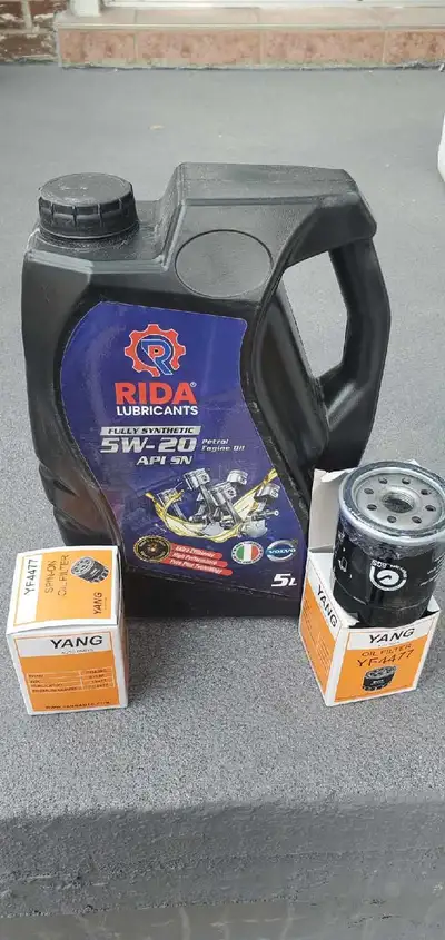 I am selling a new 5L jug of RIDA 5W-20 fully synthetic motor oil, along with two new YANG oil filte...