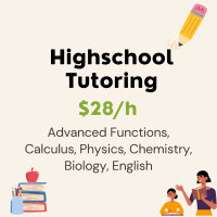 High School Tutor - Math, Science, English, All subjects $28/h
