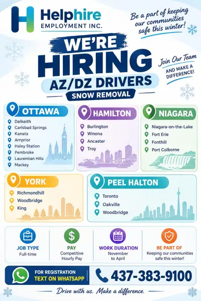 looking for Az/Dz Snow Remowal drivers in Ontario, View more
