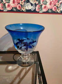 Blue vase with crystals