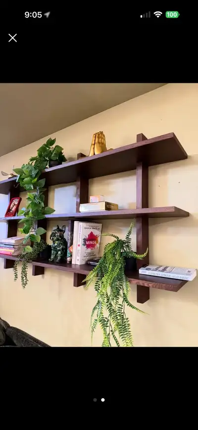 Cozey Modern Dark Wood Wall Shelf (2 units), View more