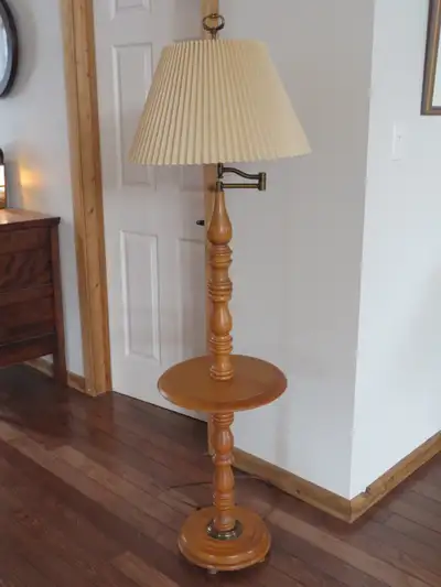 Vintage Floor Lamp With Table - Solid Wood, View more