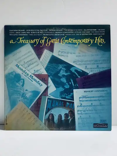 Relive the golden era with this vintage "A Treasury of Great Contemporary Hits" vinyl record ! * Art...