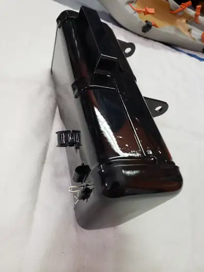 Nicely restored Honda CL / CB 350 Tool Box, complete with door, and the very rare lock pin. This is...