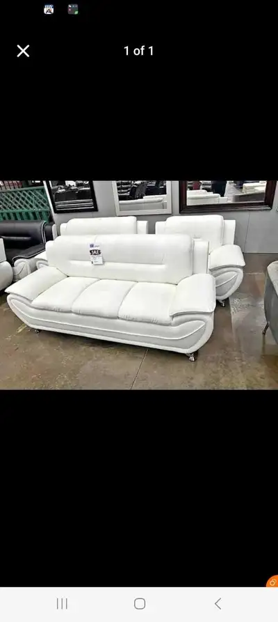 Modern White Leather 3-Piece Sofa Collection – Free Delivery , View more