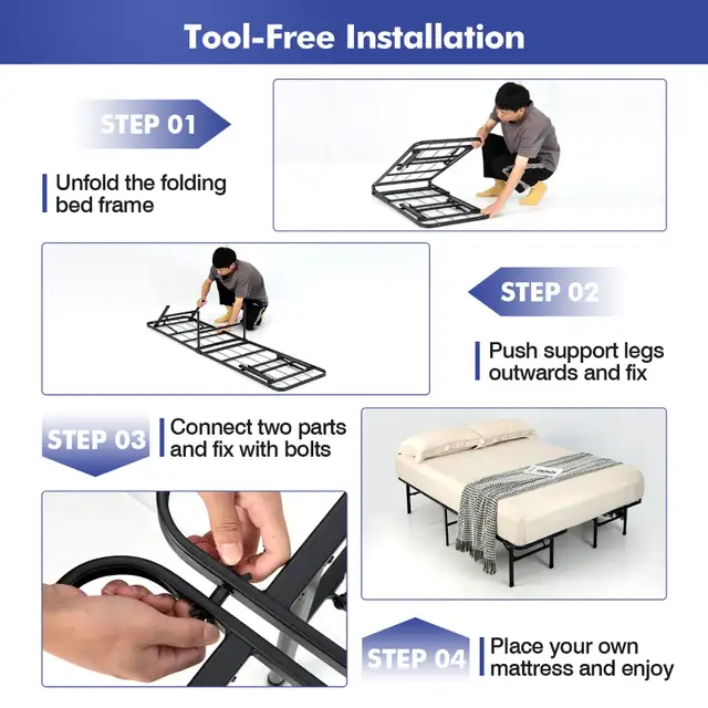 2 in 1 Metal Bed Frame, Twin/Full: like Brand- New: Only $9563804703105027123